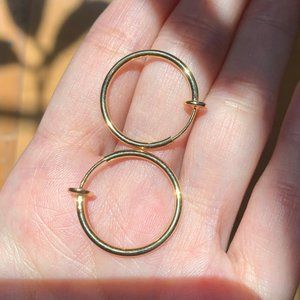No Piercing Gold Hoop Earrings 14kgf